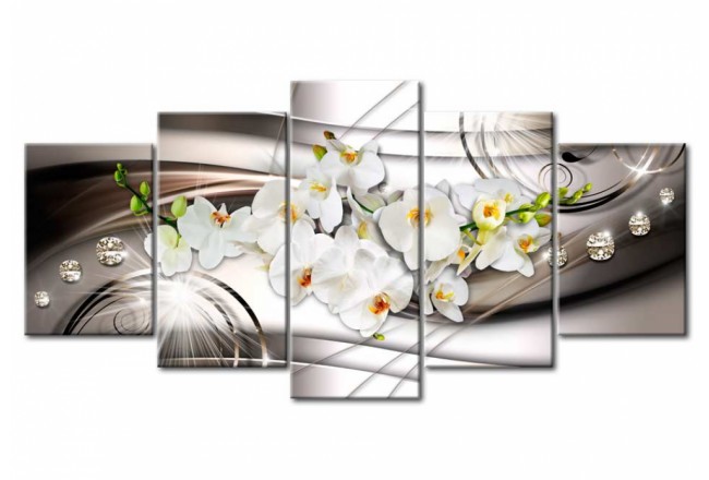 obraz do salonu kwiaty storczyk orchidea diamenty glamour