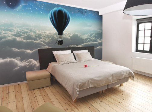 fototapeta perspektywa noc lot balonem